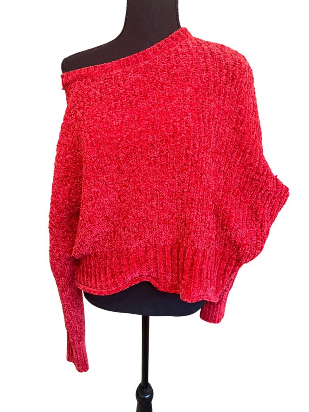 Altard State Red Chenille Open Knit Sweater L Loose Fit Beach Resort Coastal